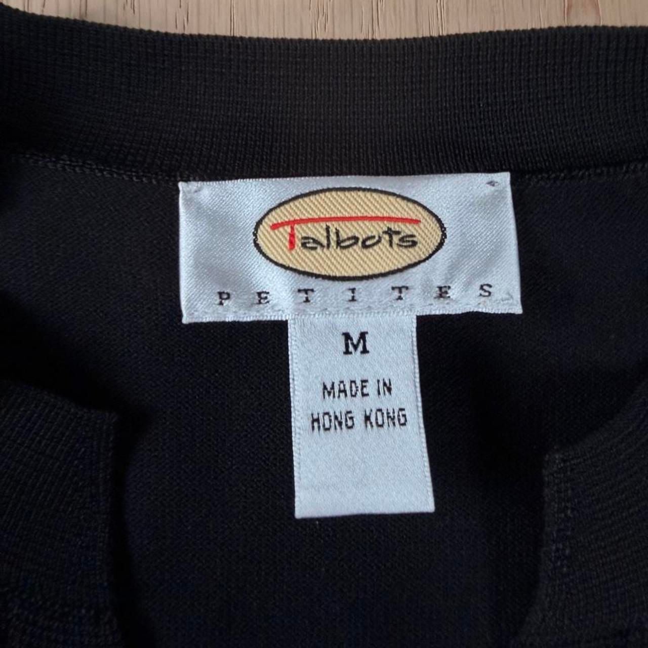 Talbots Petites V-Neck Blouse Size M Black Long Sleeve Knit 3