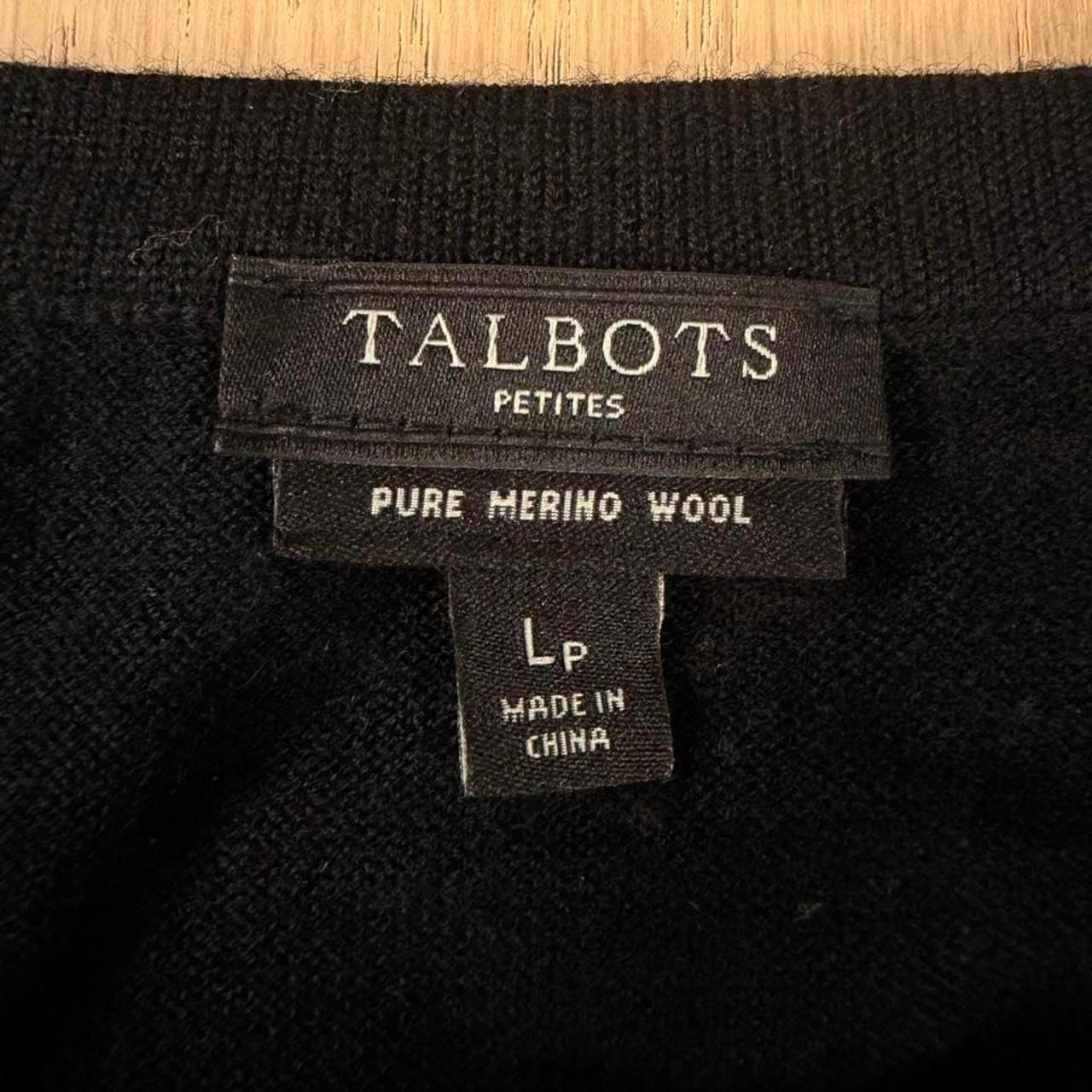 Talbots Petites Merino Wool Beaded Sweater Lp Black Keyhole 3