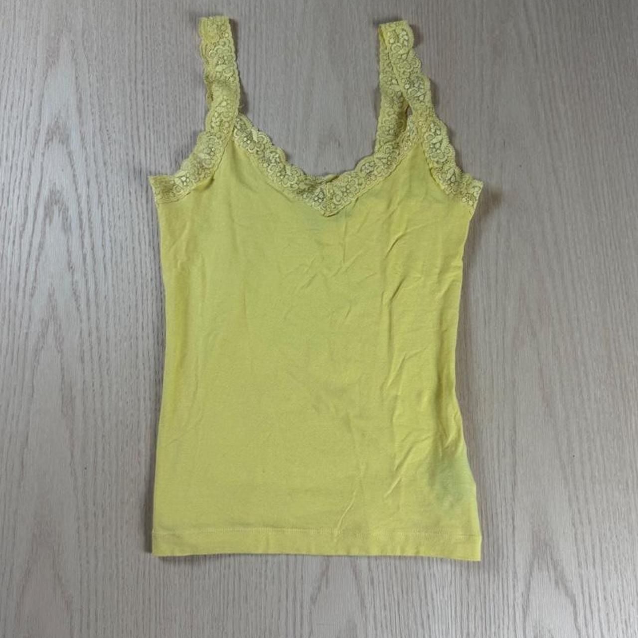 Kbykersh Yellow Lace Trim Cami Tank Top Size S/P 2