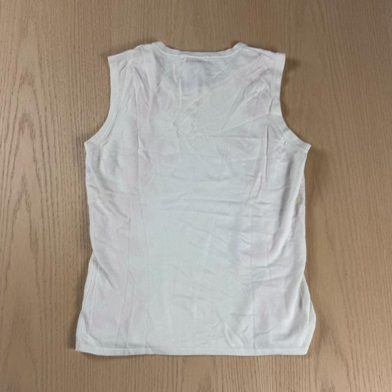 Cabo Embroidered Floral Beaded Tank Top Size M White Pink Knit 5