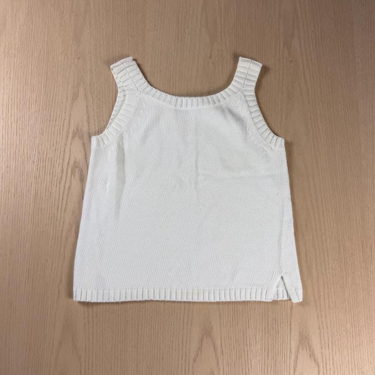 Jeanne Pierre Ribbed Knit Tank Top Size S White Cotton 2