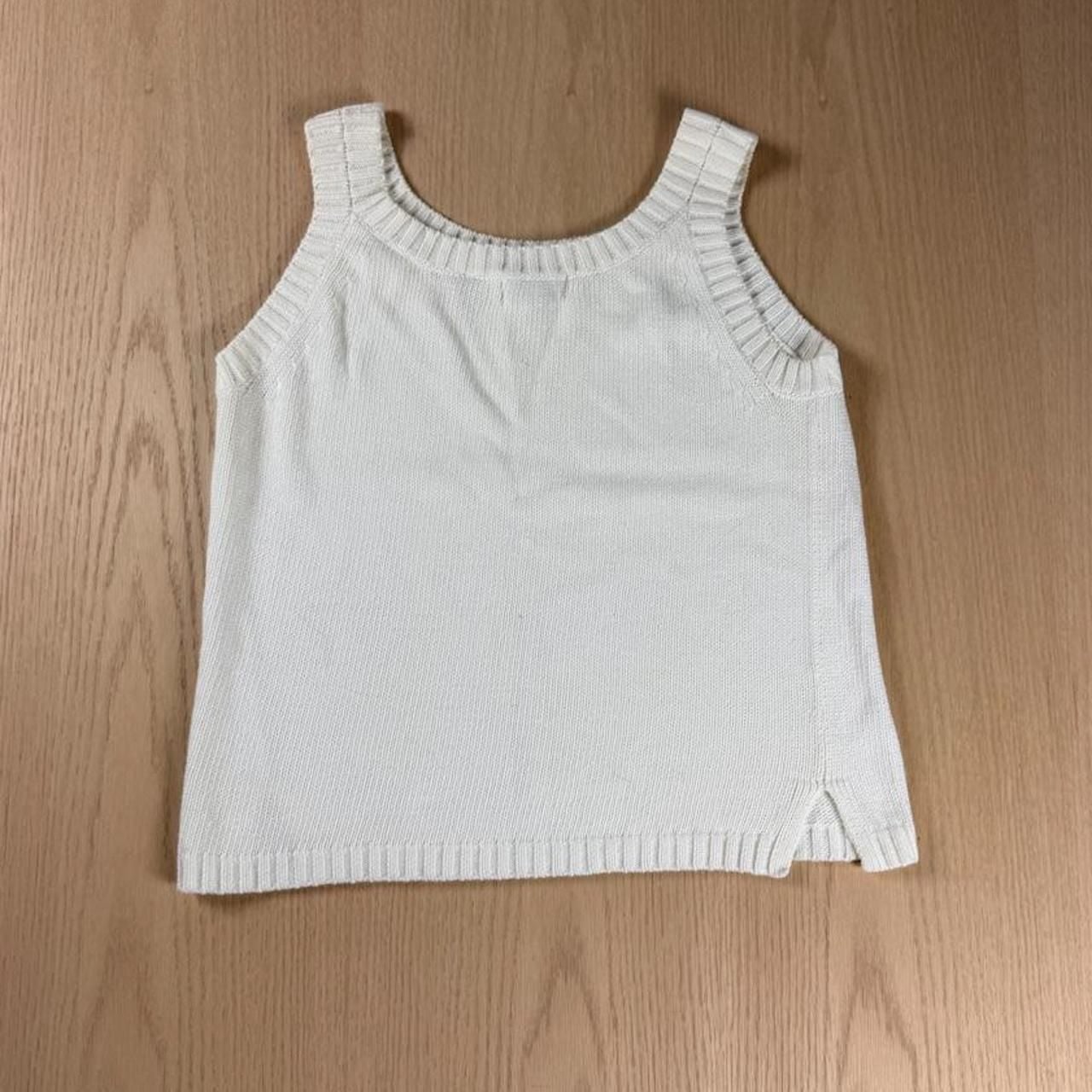Jeanne Pierre Ribbed Knit Tank Top Size S White Cotton 4