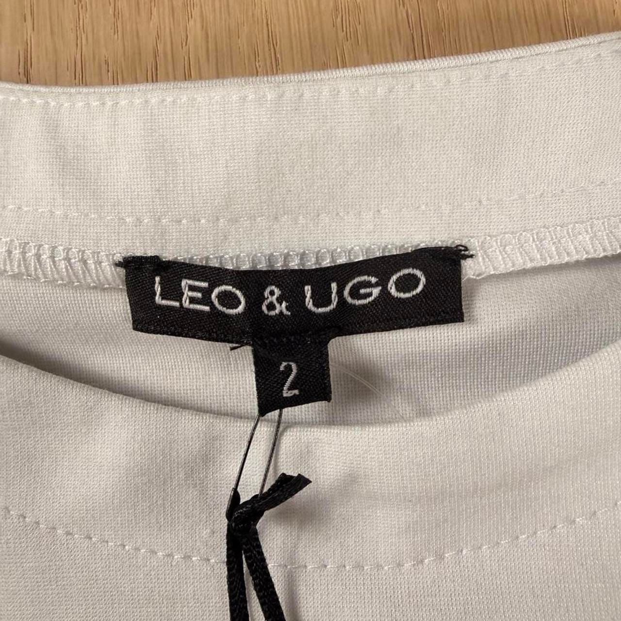 Leo & Ugo Gingham Bow T-Shirt Size 2 White Blue New With Tags 4