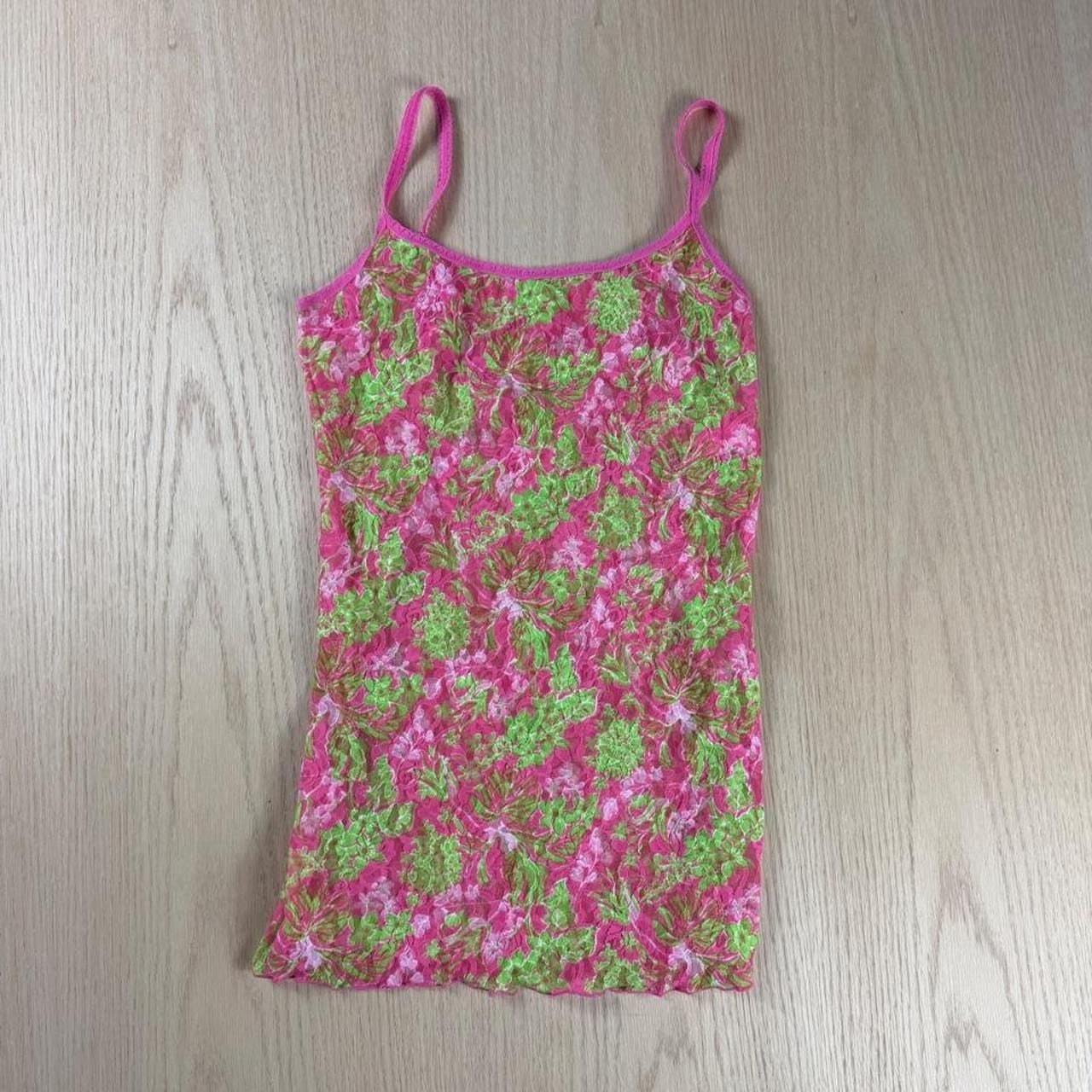 Hanky Panky Lilly Pulitzer Floral Lace Cami Size S Pink Green Tank Top 2