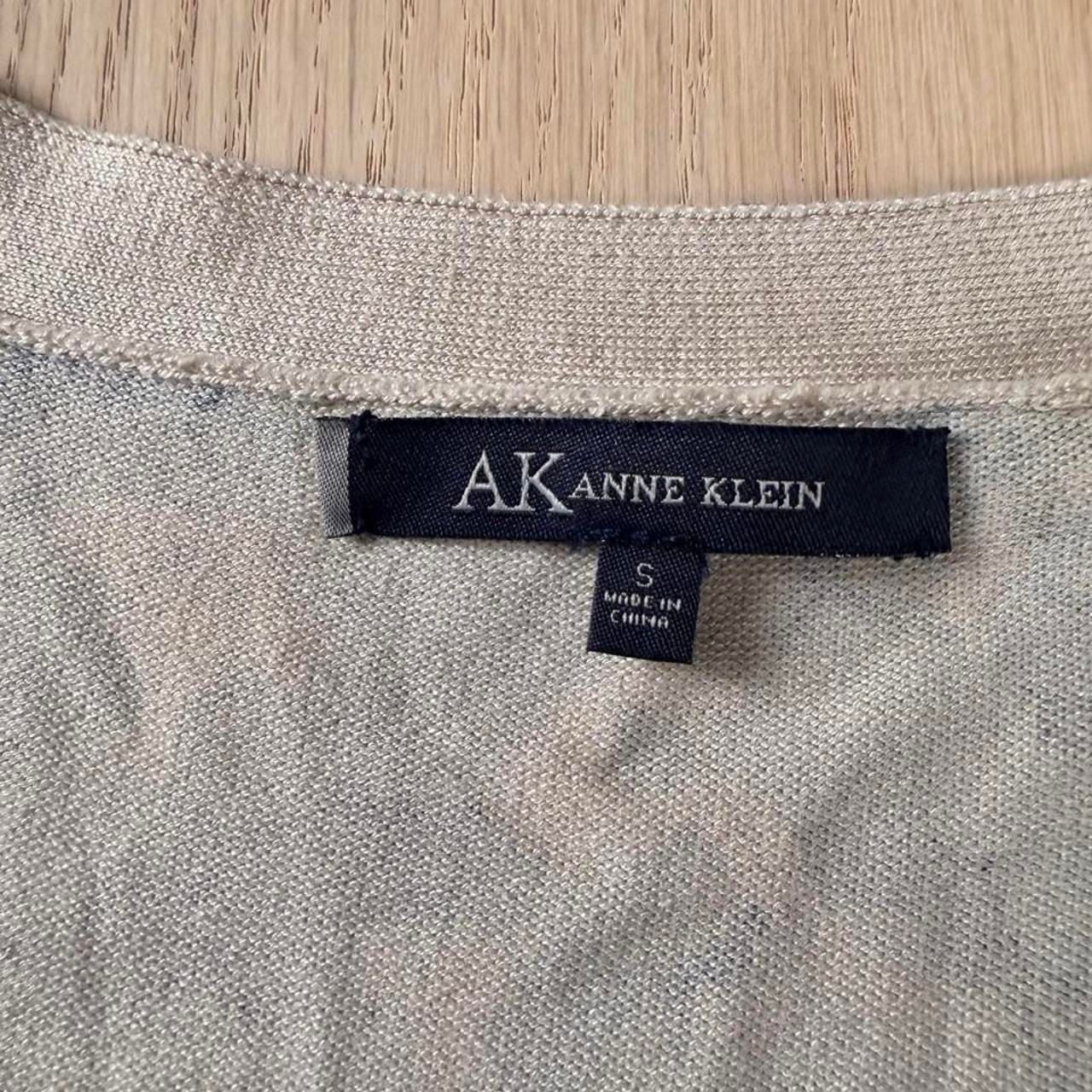 Anne Klein Floral Cardigan Size S Blue Silk Blend V-Neck Sweater 2
