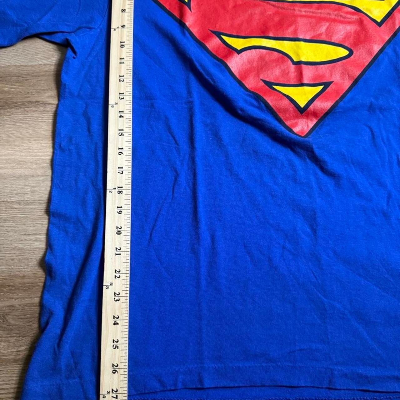 Warner Bros Superman T-Shirt Size XL Vintage 2000 DC Comics Blue 6