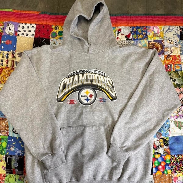 Reebok Pittsburgh Steelers 2005 AFC Champions Hoodie Size L