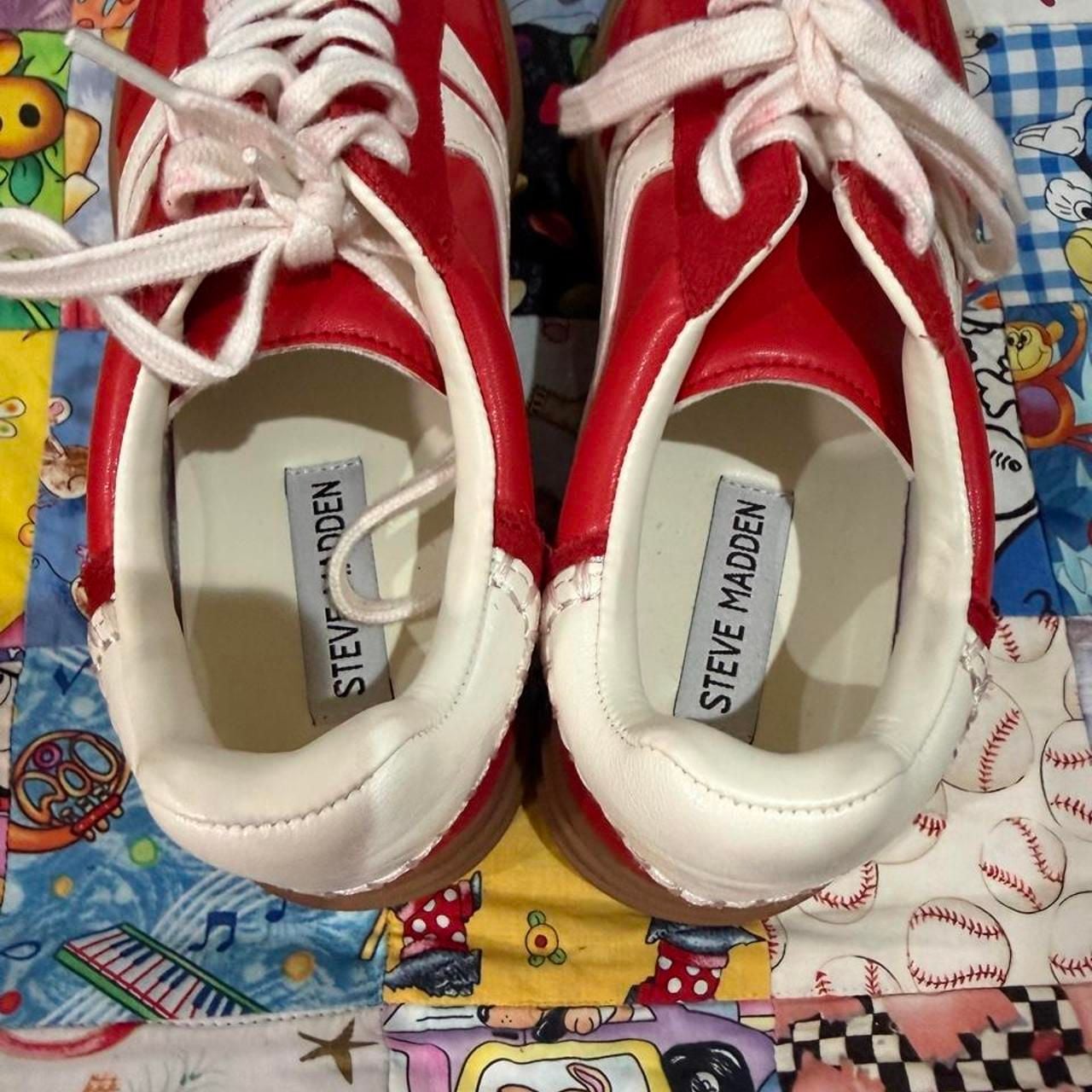 Steve Madden Dodge Platform Sneakers Men's 7 Red White 3