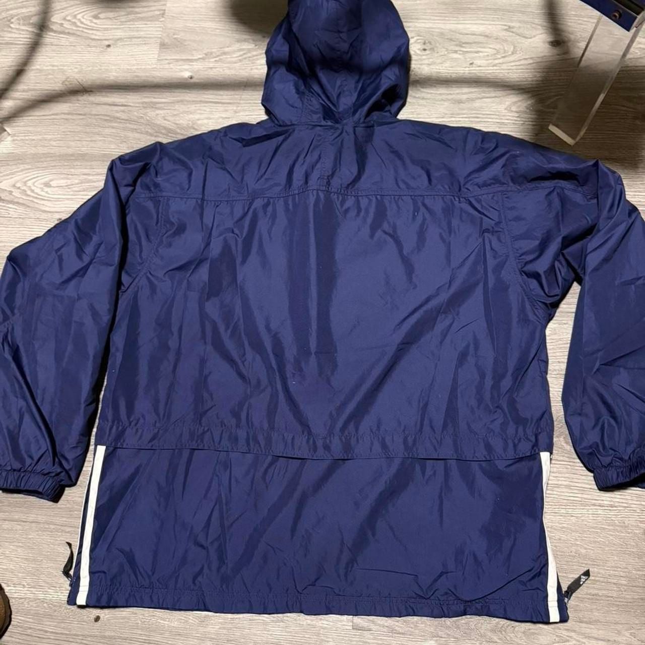 Adidas Windbreaker Jacket Size XL Navy Blue Hooded Pullover 3