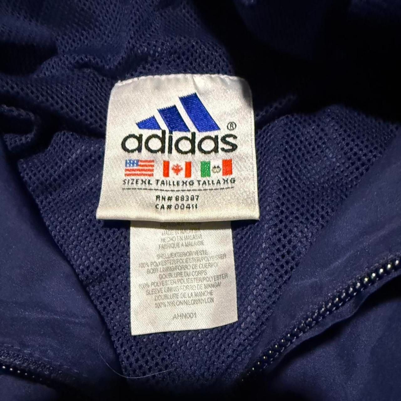 Adidas Windbreaker Jacket Size XL Navy Blue Hooded Pullover 4