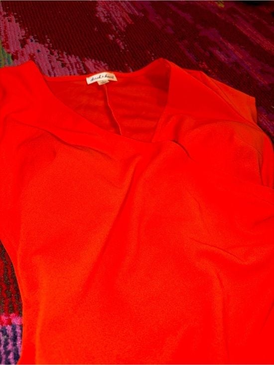 Derek Heart Bright Orange Asymmetrical Surplice Dress Small 7