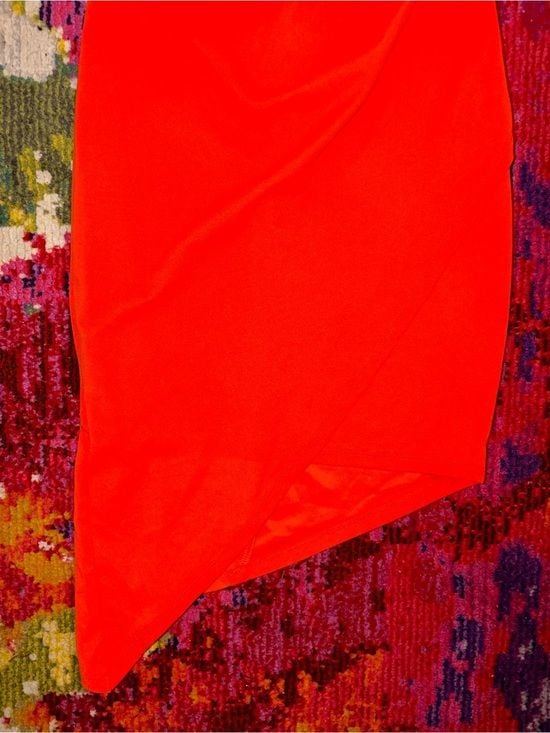 Derek Heart Bright Orange Asymmetrical Surplice Dress Small 8