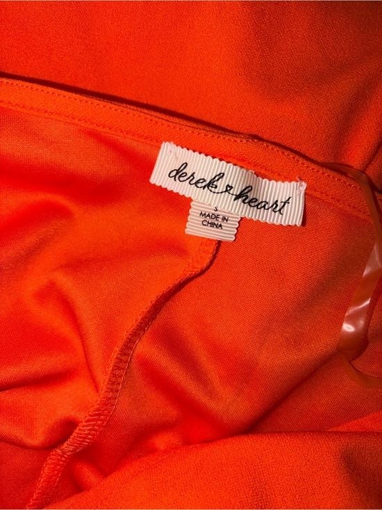 Derek Heart Bright Orange Asymmetrical Surplice Dress Small 9