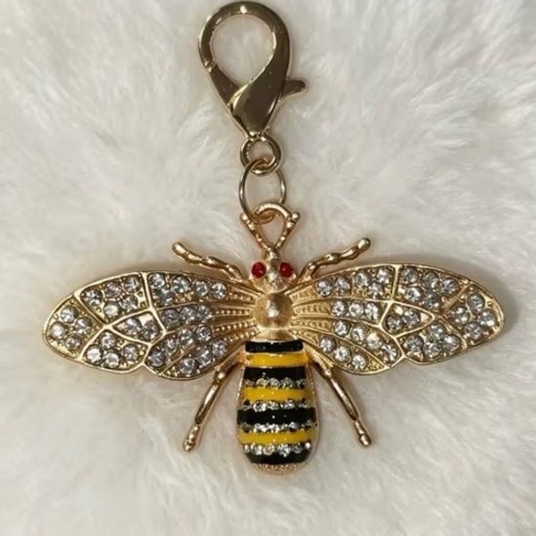 Key & Card Holder with Gold Bee Charm by