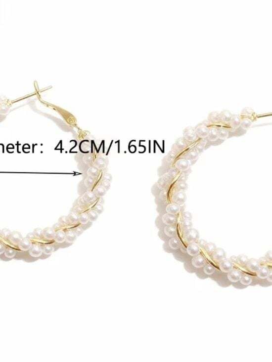 Pearl-Wrapped Hoop Earrings - White 5