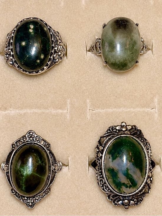 Pick 1 - Green Vintage Style Gemstone Oval Ring - Women's Jewelry 1