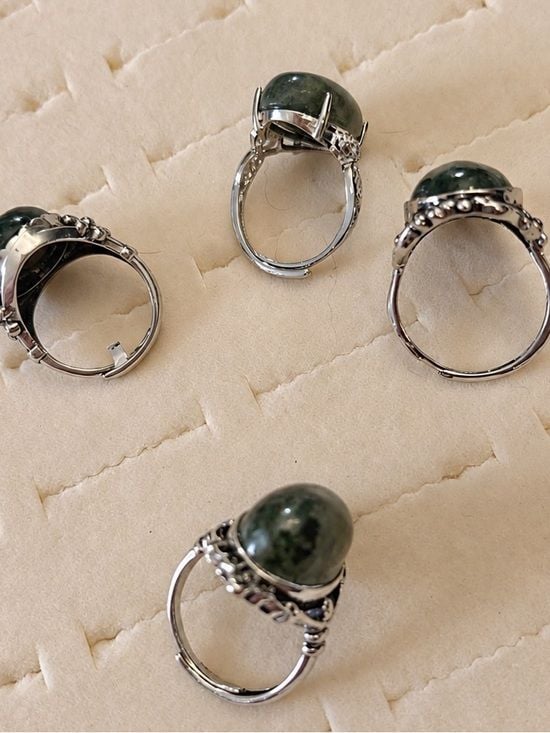 Pick 1 - Green Vintage Style Gemstone Oval Ring - Women's Jewelry 2