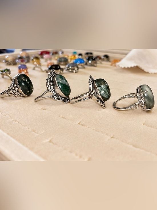 Pick 1 - Green Vintage Style Gemstone Oval Ring - Women's Jewelry 4