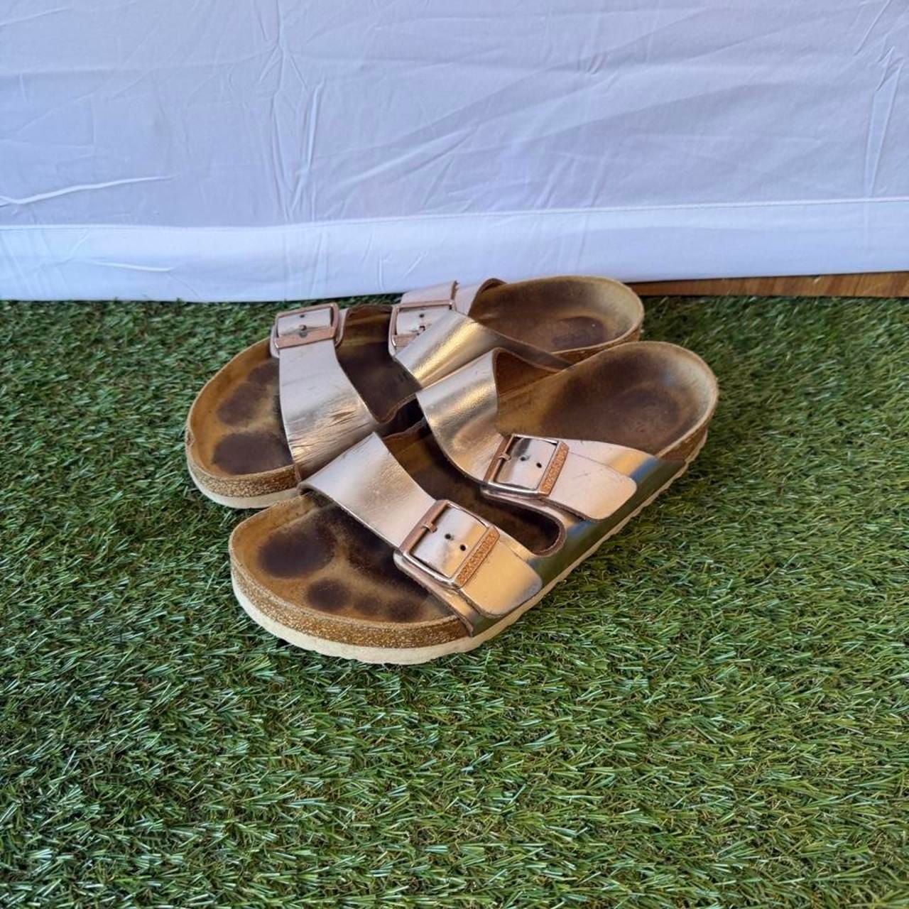 Birkenstock Arizona Sandals Size 40 Metallic Gold 3