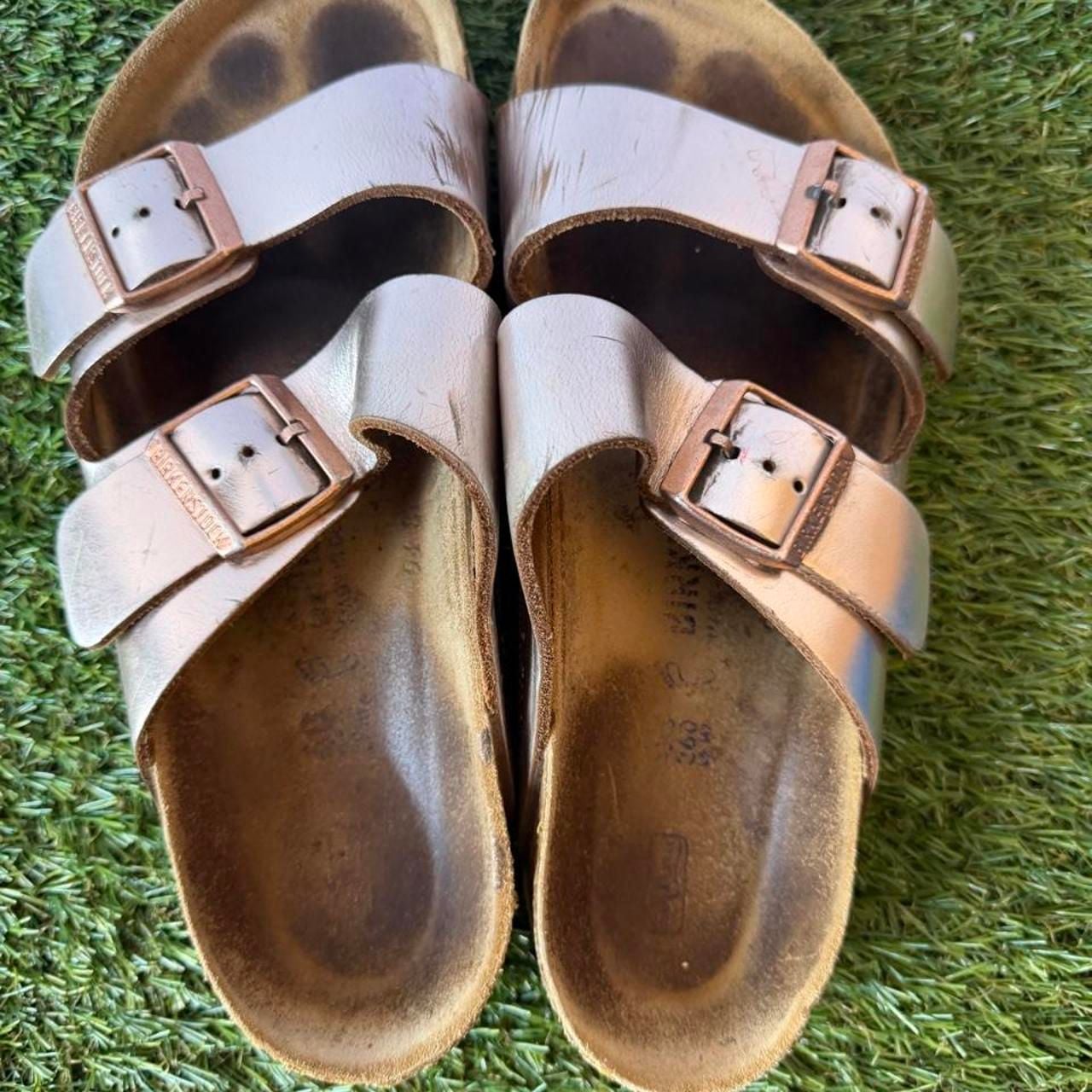 Birkenstock Arizona Sandals Size 40 Metallic Gold 4