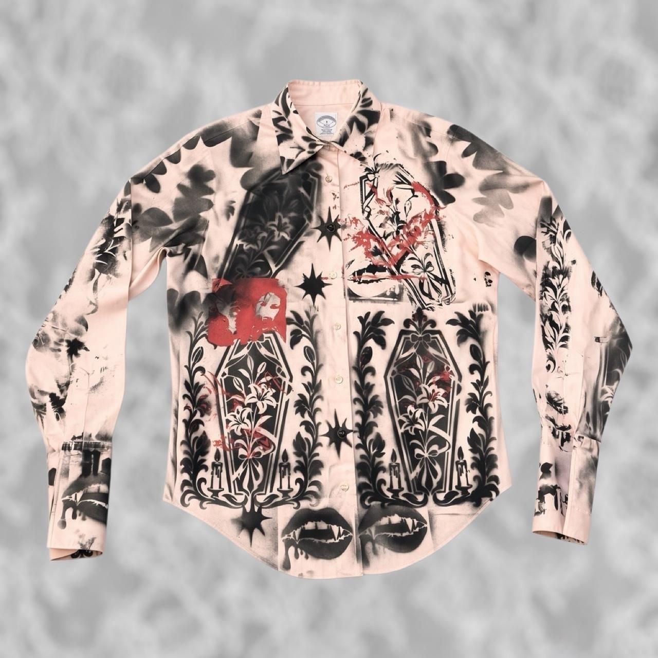 Brooks Brothers Hand Painted Custom Gothic Punk Shirt Size 8 2