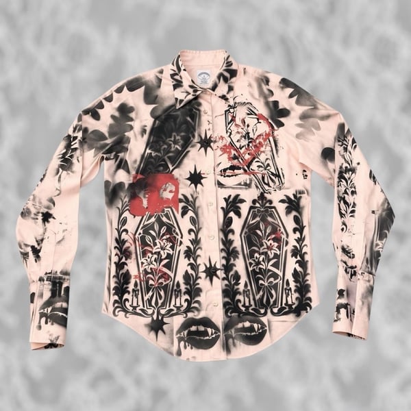 Brooks Brothers Hand Painted Custom Gothic Punk Shirt Size 8