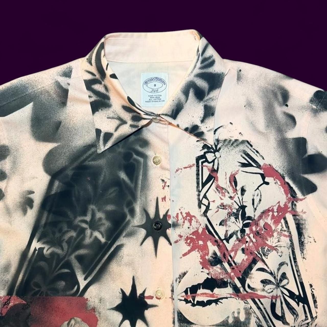 Brooks Brothers Hand Painted Custom Gothic Punk Shirt Size 8 6