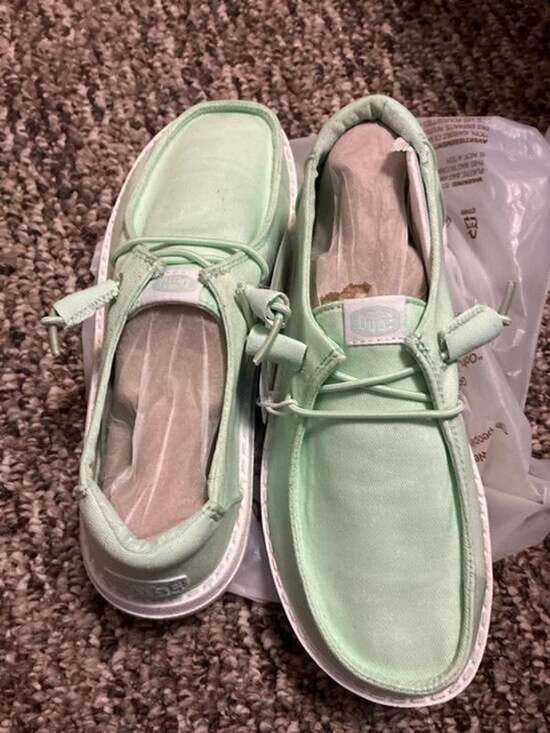 Women’s 5 kids junior 3.5 hey dude bay blue canvas shoes new with tags 2