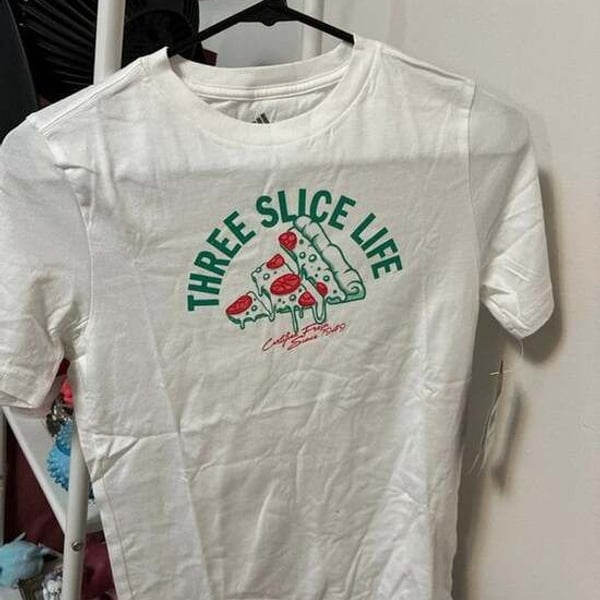 Big kids boys girls medium 10-12 Adidas pizza tee tshirt three slice life nwt