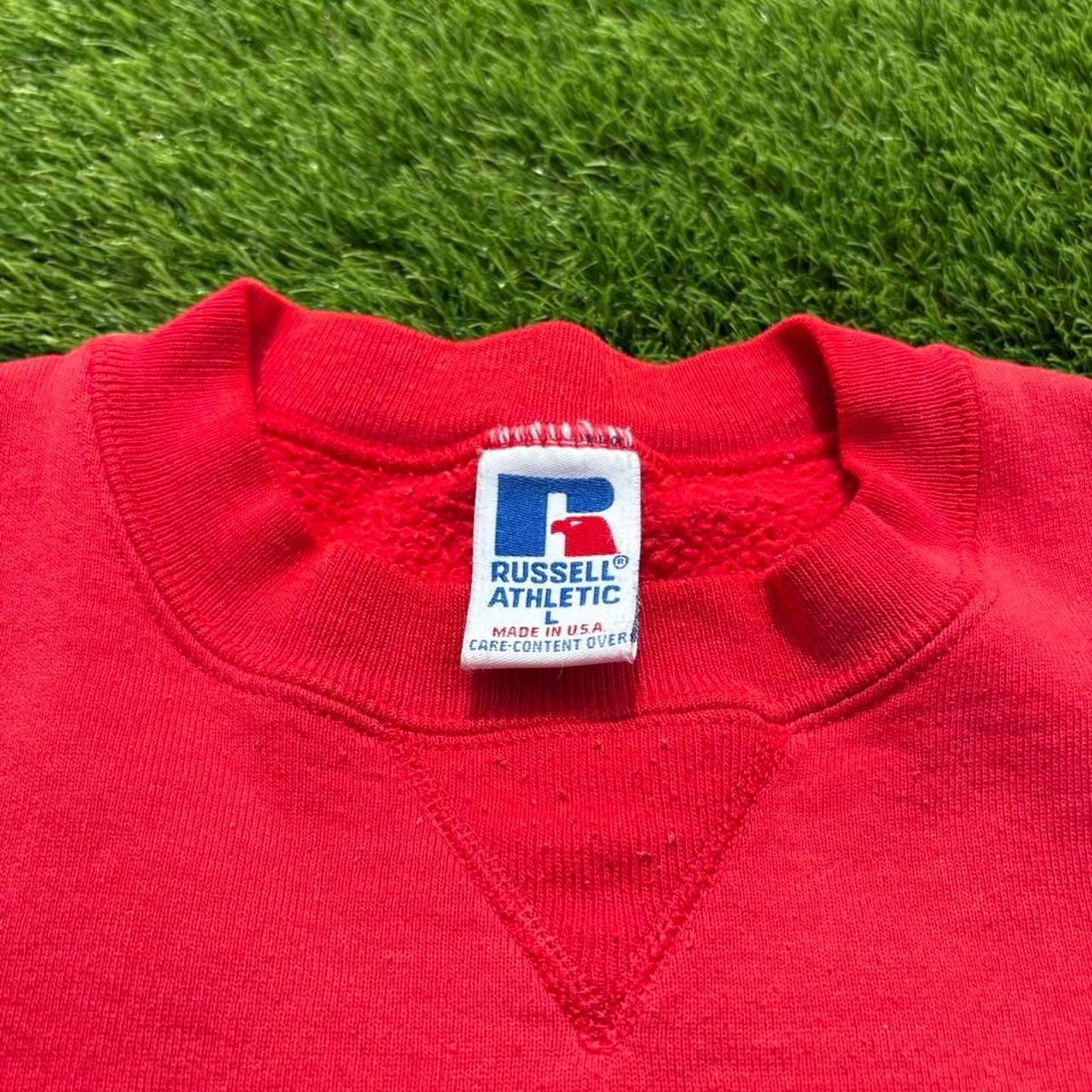 Russell Athletic V-Insert Sweatshirt Size L Red USA Vintage 3