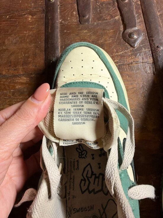 Nike Air Force 1 Low Notebook Doodle Coconut Milk Vintage Green AF1 Size 6.5GS 9