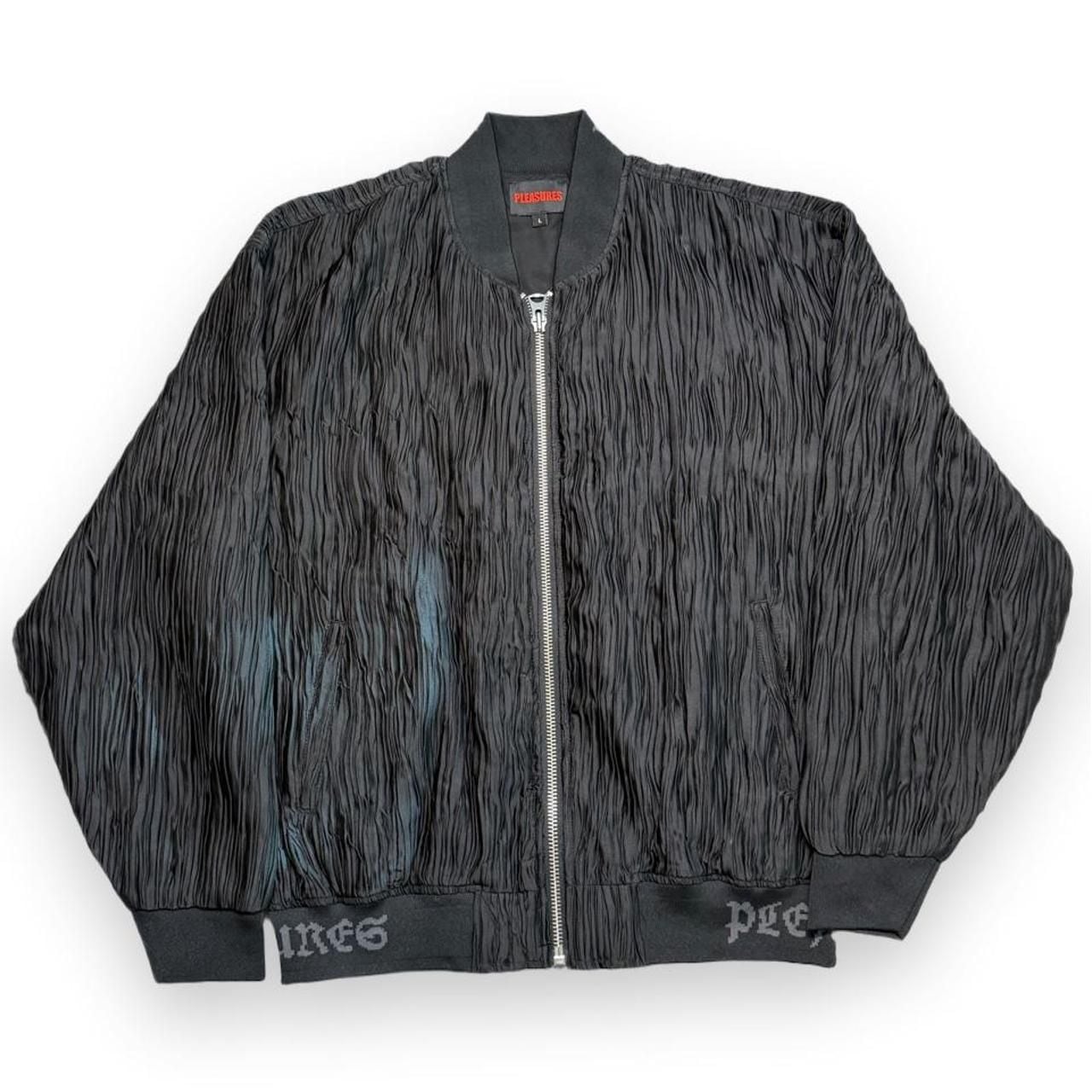 Pleasures Black Pleated Bomber Jacket Size L 2
