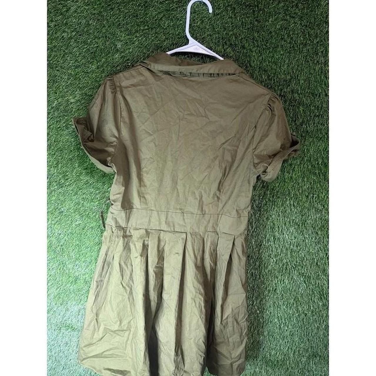 Body Central Shirt Dress Size L Olive Green Utility Pleated NWT 7