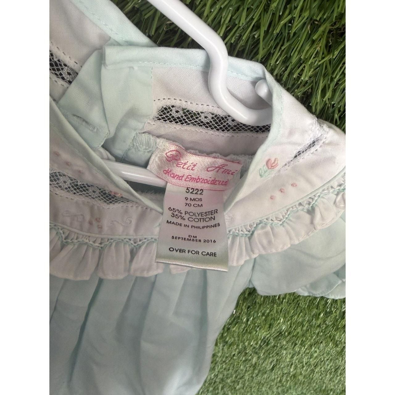 Petit Ami Hand Embroidered Dress 9 MOS Light Blue 4