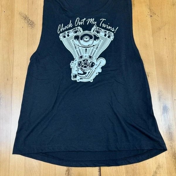 Next Level Apparel Black Tank Top Check Out My Twins Size L