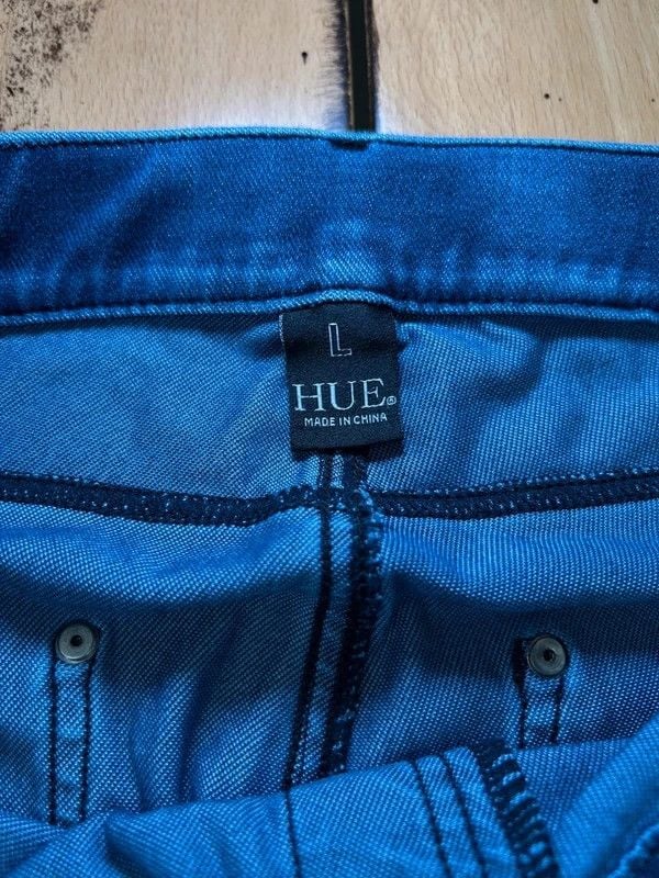 HUE Dark Blue Denim Skinny Jeggings Size L 5