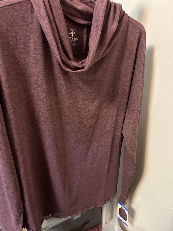 Women’s large nwt Soybu long sleeve purple funnel neck shirt thumb holes 2