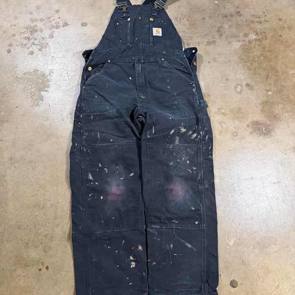 Carhartt Double Knee Overalls Size 34x30 Black Cotton Workwear