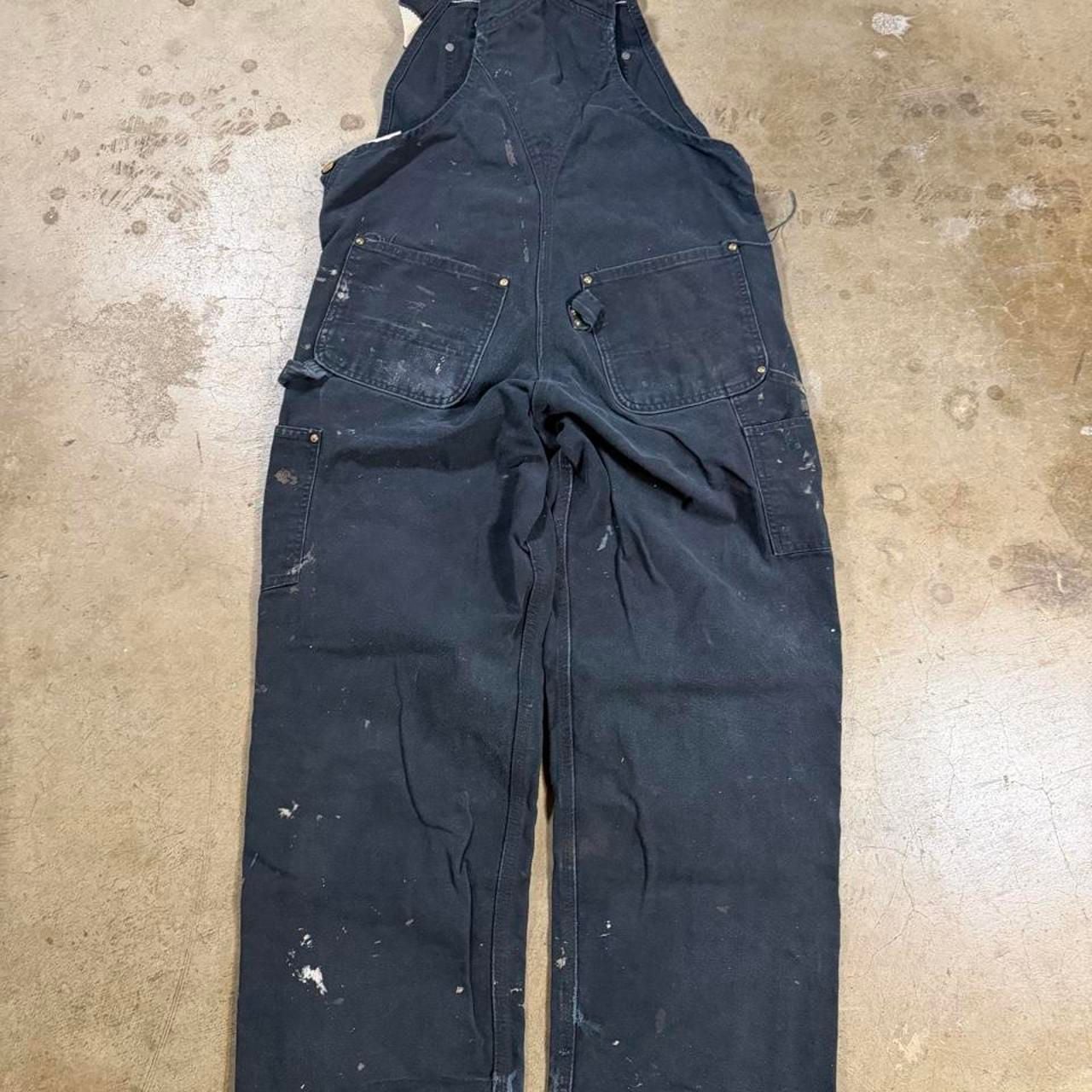 Carhartt Double Knee Overalls Size 34x30 Black Cotton Workwear 7