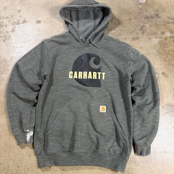 Carhartt Loose Fit Hoodie Size S Gray Graphic Sweatshirt