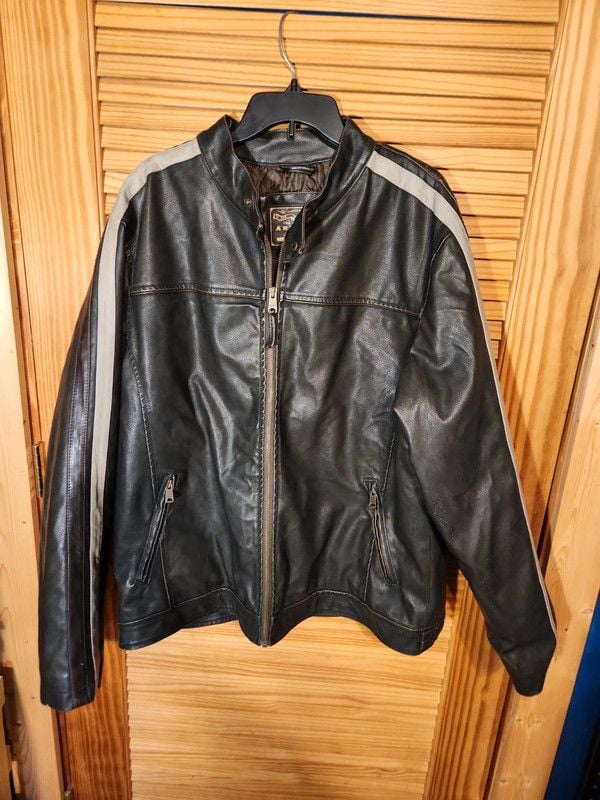 Vintage Arizona Jean Co. Moto Jacket Men's XL | Dark Brown Cafe Racer with Sleeve Stripes Y2K 2