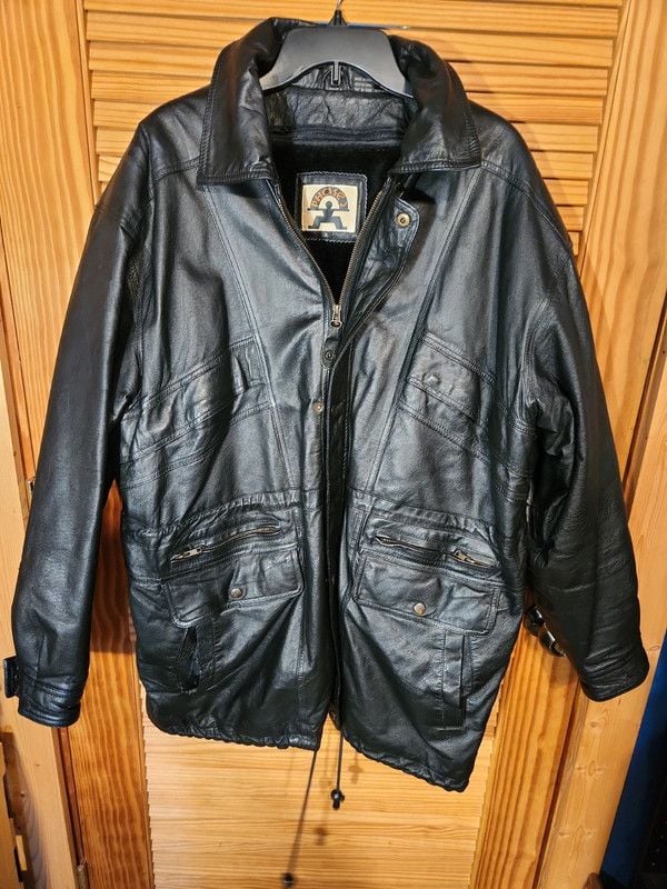 Vintage 90s Phase Two Multi-Pocket Black Genuine Leather Utility Parka Jacket - Men's XL 2