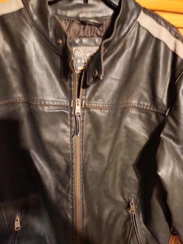 Vintage Arizona Jean Co. Moto Jacket Men's XL | Dark Brown Cafe Racer with Sleeve Stripes Y2K 3