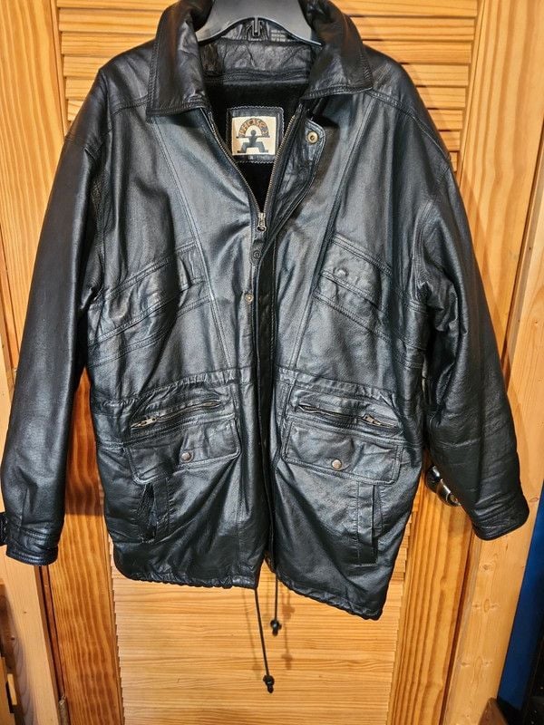 Vintage 90s Phase Two Multi-Pocket Black Genuine Leather Utility Parka Jacket - Men's XL 3
