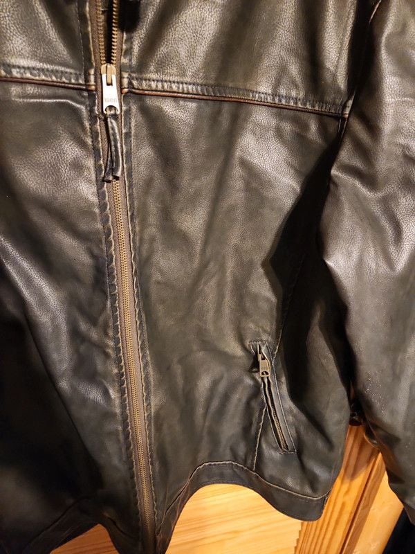 Vintage Arizona Jean Co. Moto Jacket Men's XL | Dark Brown Cafe Racer with Sleeve Stripes Y2K 4