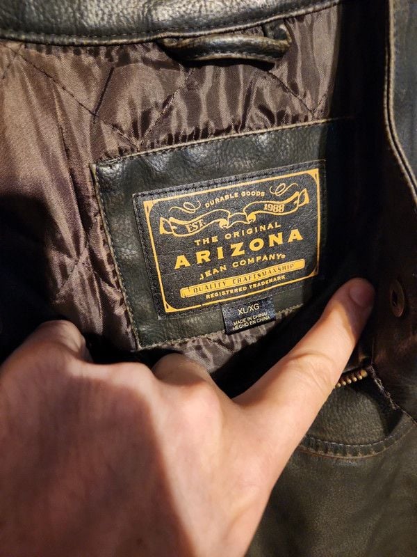 Vintage Arizona Jean Co. Moto Jacket Men's XL | Dark Brown Cafe Racer with Sleeve Stripes Y2K 7