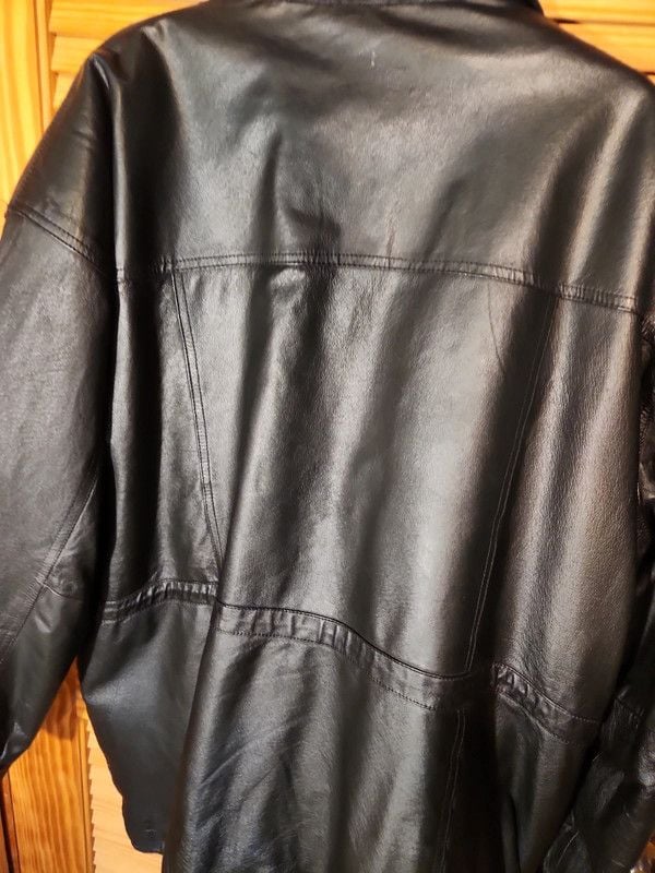 Vintage 90s Phase Two Multi-Pocket Black Genuine Leather Utility Parka Jacket - Men's XL 17