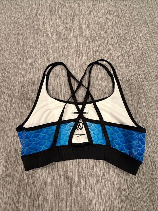 INKnBURN Women's Blue Green Scale-Print Sports Bra 3