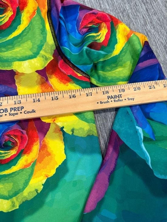INKnBURN Rainbow Rose Print Zip Hoodie Jacket 5