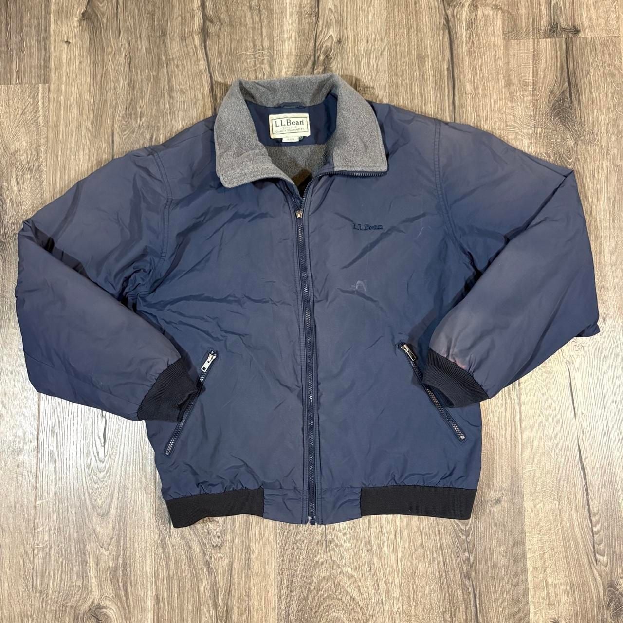 L.L. Bean Vintage Fleece Lined Jacket Size M Reg Blue Full Zip 2